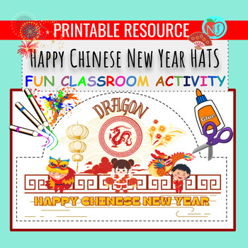 Preview of Chinese New Year Hats | COLOR CUT AND PASTE HAT ACTIVITY | Lunar New Year Hats