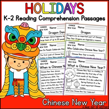 Preview of Chinese New Year Holidays Reading Comprehension Passages K-2