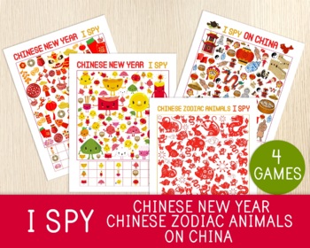 Preview of Chinese New Year I Spy Games, Zodiac Animals, Lunar New Year, Counting Game