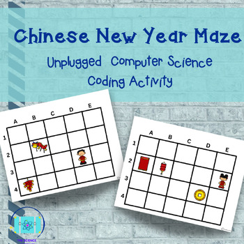 Preview of Algorithm Maze Unplugged Computer Science Activity Chinese New Year