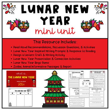 Preview of Lunar New Year Mini Unit | Lunar New Year Writing | Reading | Research