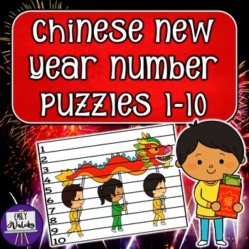 Preview of Chinese New Year Number Puzzles 1-10 - PreK Kinder Counting Math Center