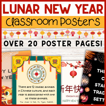 Preview of Chinese Lunar New Year Posters Winter Holidays Classroom Decor Bulletin Board