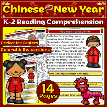 Preview of Chinese New Year Reading Comprehension K-2 | Lunar New Year Reading passages