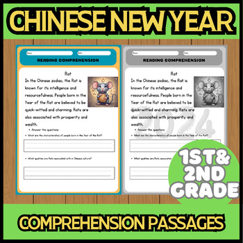 Preview of Chinese New Year Reading Comprehension Passages |for First/Second Grade students