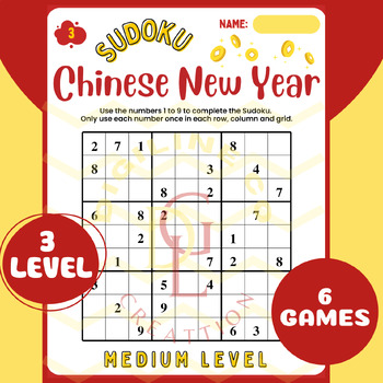 Preview of Chinese New Year SUDOKU math morning work center game critical thinking activity