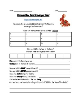 Preview of Chinese New Year Digital Scavenger Hunt - Older