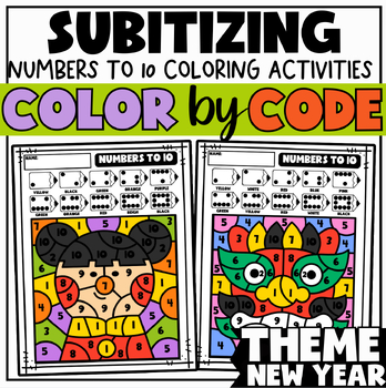 Preview of Chinese New Year Themed Subitizing Numbers to 10 — Math Coloring Pages