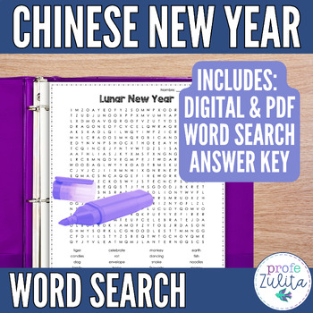 Preview of Chinese New Year Word Search - Lunar New Year Activity Puzzle