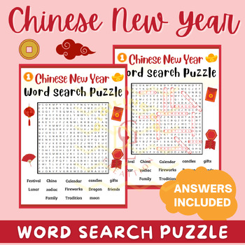 Preview of Chinese New Year Word Search game sight Word problem middle early finishers 6th