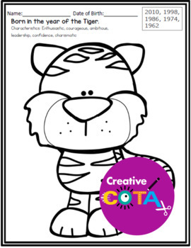 Chinese New Year Zodiac Animal Coloring Page Worksheets by CreativeCOTA LLC