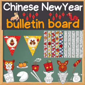 Preview of Lunar New Year 2024 Year of the Dragon bulletin bord decor Chinese New Year