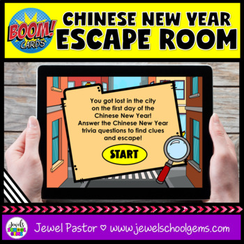 Preview of Chinese New Years 2024 Escape Room Boom Cards Trivia Questions DIGITAL Activity