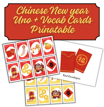Preview of [FREE] Chinese New Years UNO Cards + Vocabulary Cards PDF Printable!