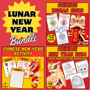 Preview of Chinese New year.Lunar New Year.Zodiac Animals : Posters,Coloring Pages.Activity