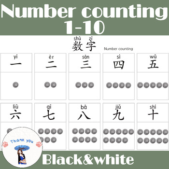 Preview of Chinese Number and character  from one to ten/Black&White 汉语数字一到十/黑白