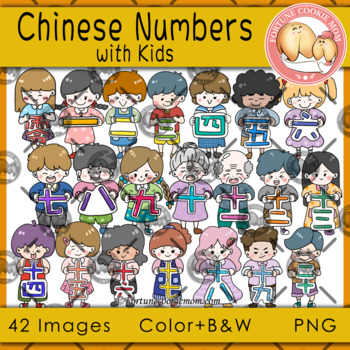 Preview of Chinese Numbers with Kids Clipart