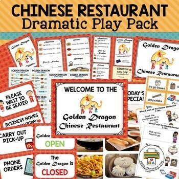 Preview of Chinese Restaurant Dramatic Play Pack Pre-K