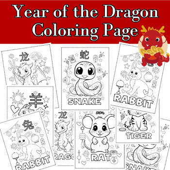 Preview of Chinese Year Coloring Pages - Zodiac Animals Coloring Sheets ,Zodiac Dragon