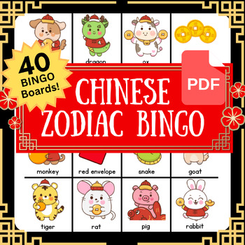 Preview of Chinese Zodiac Animals BINGO Game Activity | Lunar New Year China Culture