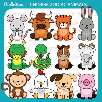 Chinese Zodiac Animals Clip Art, Chinese New Year by ClipArtisan