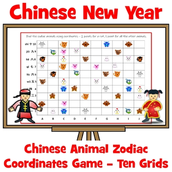 Preview of Chinese New Year - Zodiac Coordinates Math Game