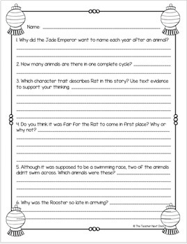 Chinese New Year Legend and Chart Freebie for 3rd - 5th Grade | TpT