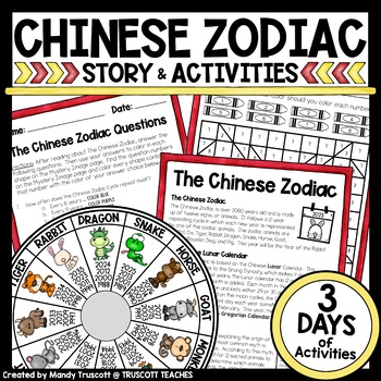 Preview of Chinese Zodiac Story, Craft Wheel & Writing Activities