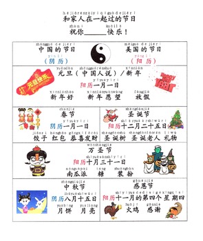 Preview of Chinese and American Festivals Poster 中国美国主要节日