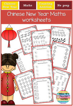 Preview of Chinese new Year Maths worksheets - counting, addition, number bonds