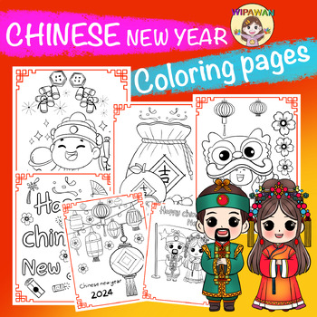 Preview of Chinese new year coloring pages.