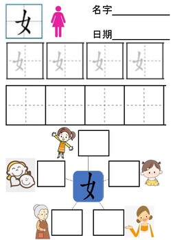 Preview of Chinese radicals practice worksheets