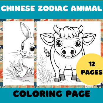 Preview of Chinese zodiac animal coloring pages | Chinese Lunar New Year 2024