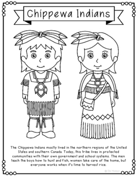 Chippewa Indians Coloring Page Craft and Poster, Native ...