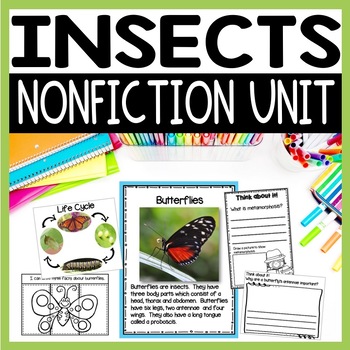 Preview of Insects Nonfiction Unit, Bugs and Insects Theme Informational Texts and Writing