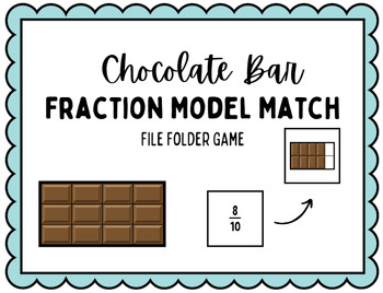 Preview of Chocolate Bar Fraction Match File Folder Game for Autism/MD Units K-6