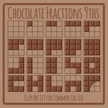 Chocolate Bar Fractions 9ths / Ninths Candy / Food Math Counting Clip Art