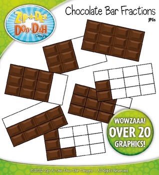 Preview of Chocolate Bar Fractions Clipart {Zip-A-Dee-Doo-Dah Designs}