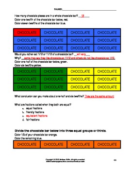 Preview of Chocolate Bar Fractions ~ Comparing & Equivalent Fractions ~ Answer Key Included