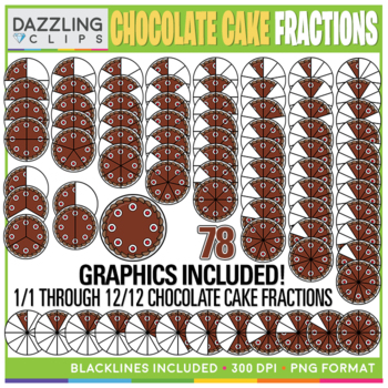 Preview of Chocolate Cake Fractions Clipart - 78 illustrations!