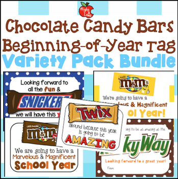 Preview of Chocolate Candy Bars Variety Pack Beginning of Year Tag Bundle-Twix, Snickers...