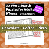 Chocolate + Coffee + Pizza Word Search Puzzle Activity Pri