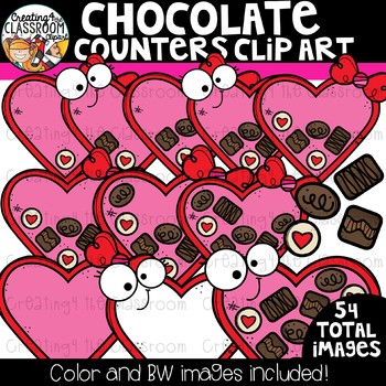 Preview of Chocolate Counters Clipart Bundle {Valentine's Counting Clipart}