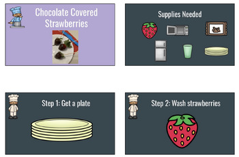 Preview of Chocolate Covered Strawberries (Special Education Visual Recipes, Sequencing)