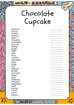 Chocolate Cupcake No Prep Word Scramble Puzzle Worksheet Activity