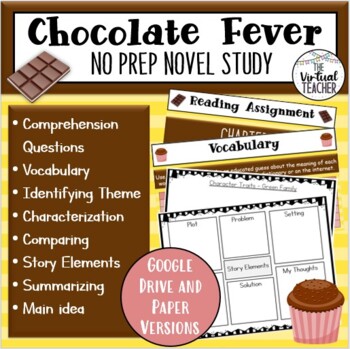 Preview of Chocolate Fever - Novel Study (Book Club ) - Online/Digital + Paper Versions