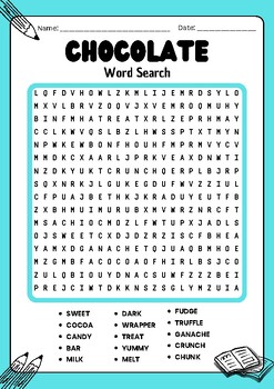 Chocolate No Prep Word Search Puzzle Worksheet Activity | TPT
