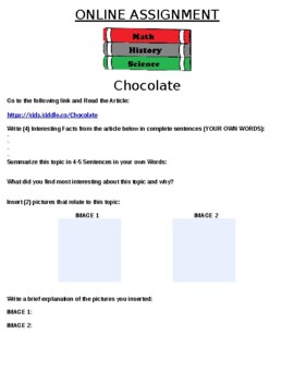 Preview of Chocolate Online Assignment