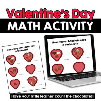 Preview of Chocolate Shapes Valentine's Day Worksheet, PreK, Math, No-prep, Printables