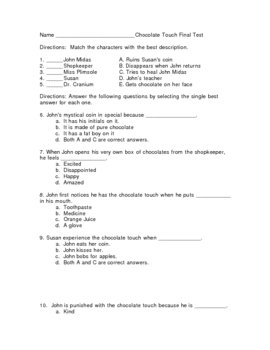 Chocolate Touch Test by Mr. Z | Teachers Pay Teachers